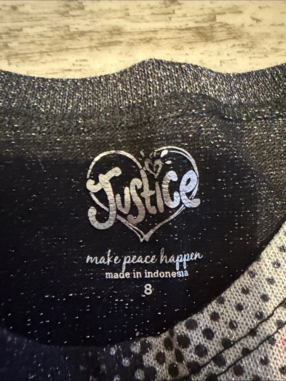 Justice Black Graphic Tee with Pink & Purple LOVE Print